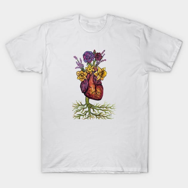 Floral Heart T-Shirt by KMogenArt